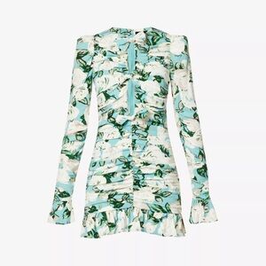 Rotate Birger Christensen - Floral-print ruched woven mini dress - Size US 12